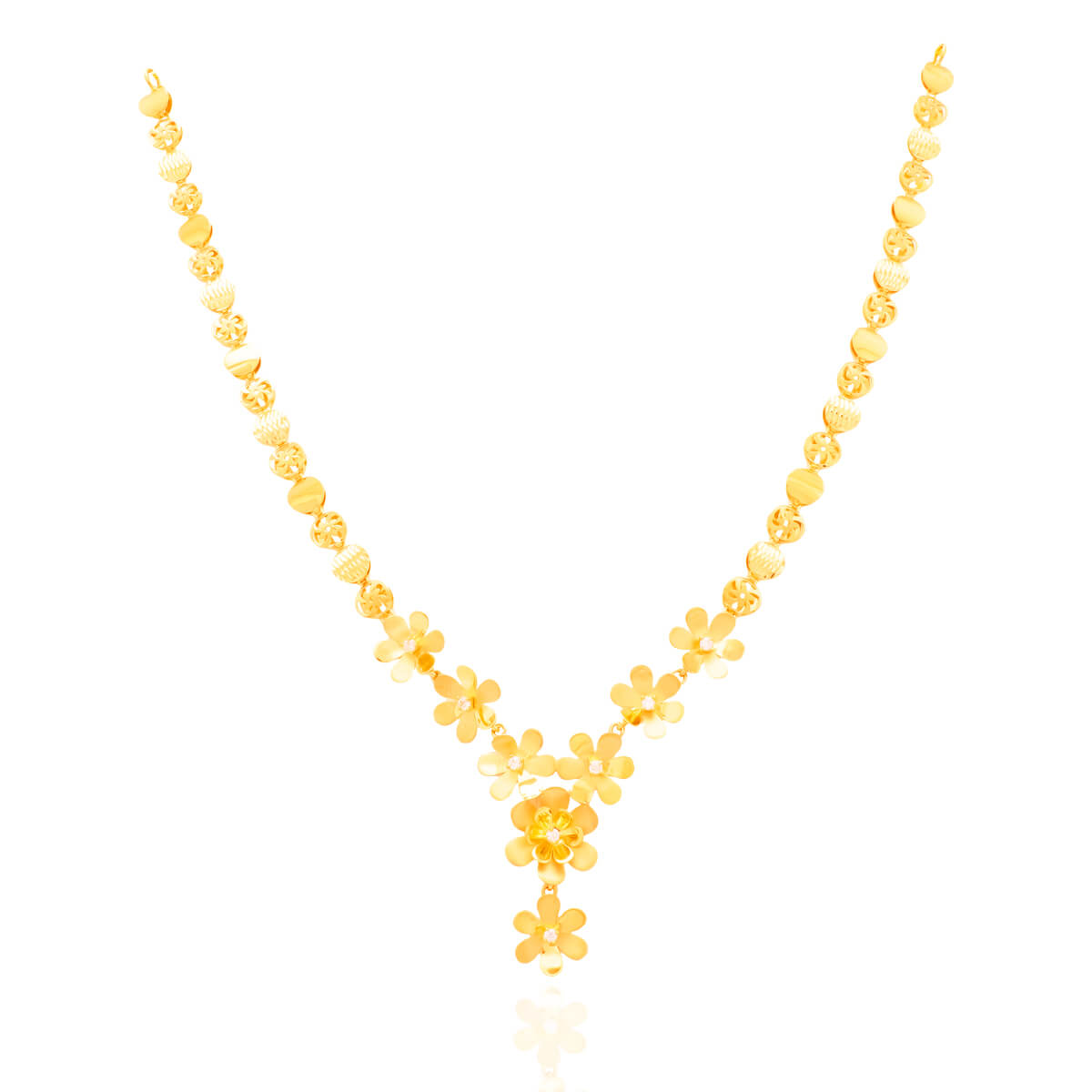 Exclusive Floral Charm Gold Short Necklace