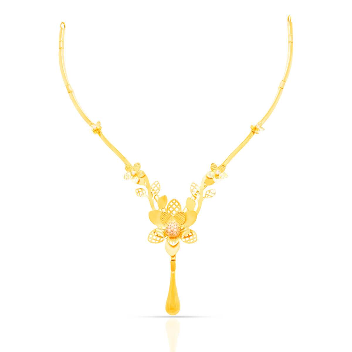 Captivating Floral Charm Gold Short Necklace