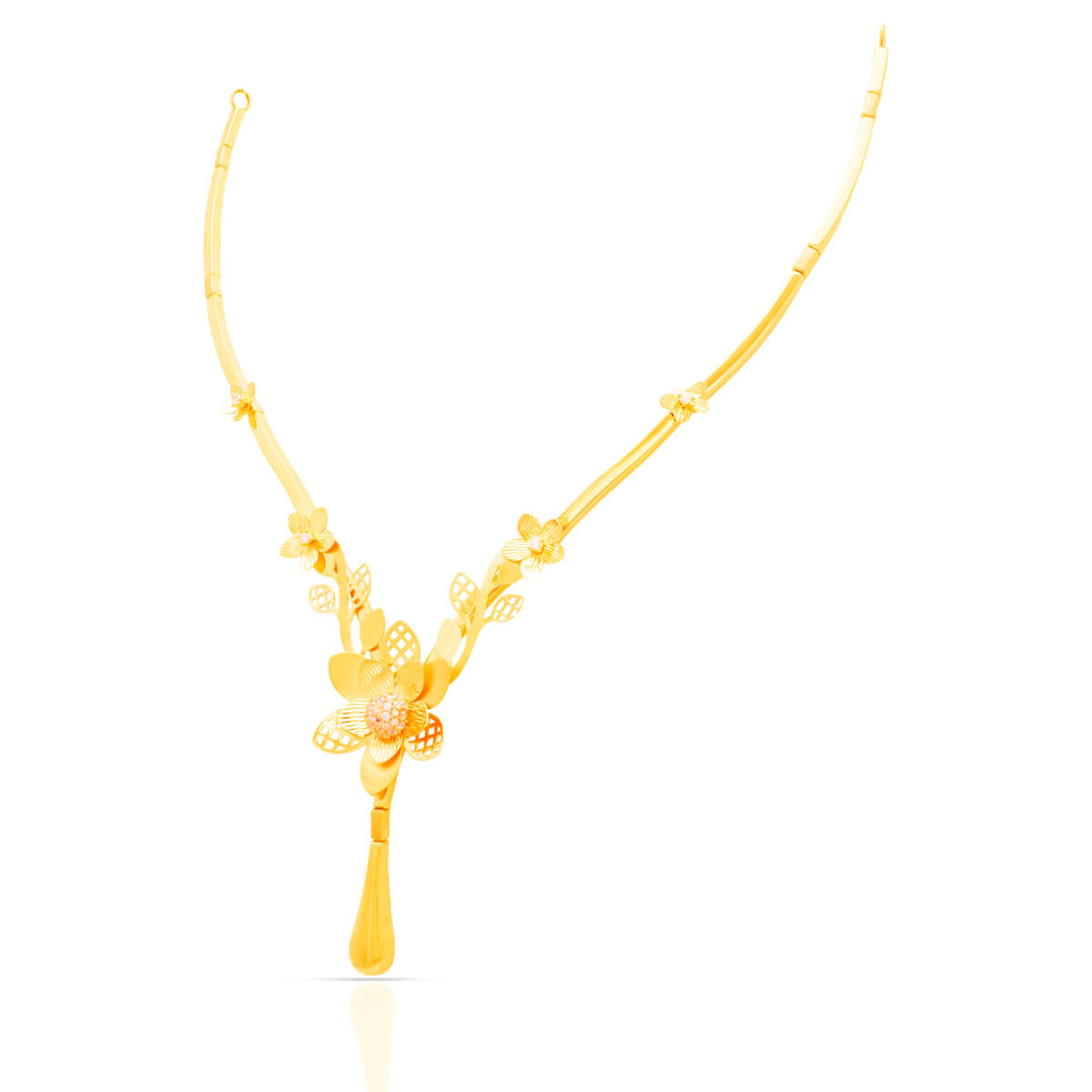 Captivating Floral Charm Gold Short Necklace