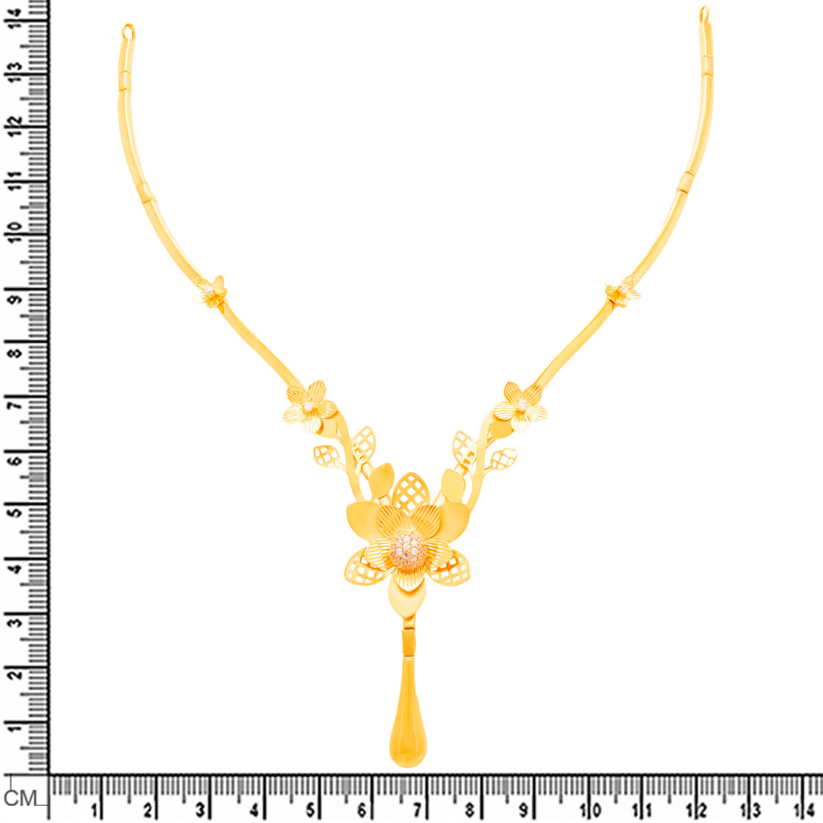 Captivating Floral Charm Gold Short Necklace