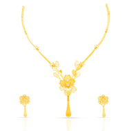 Contemporary Floral Charm Gold Short Necklace