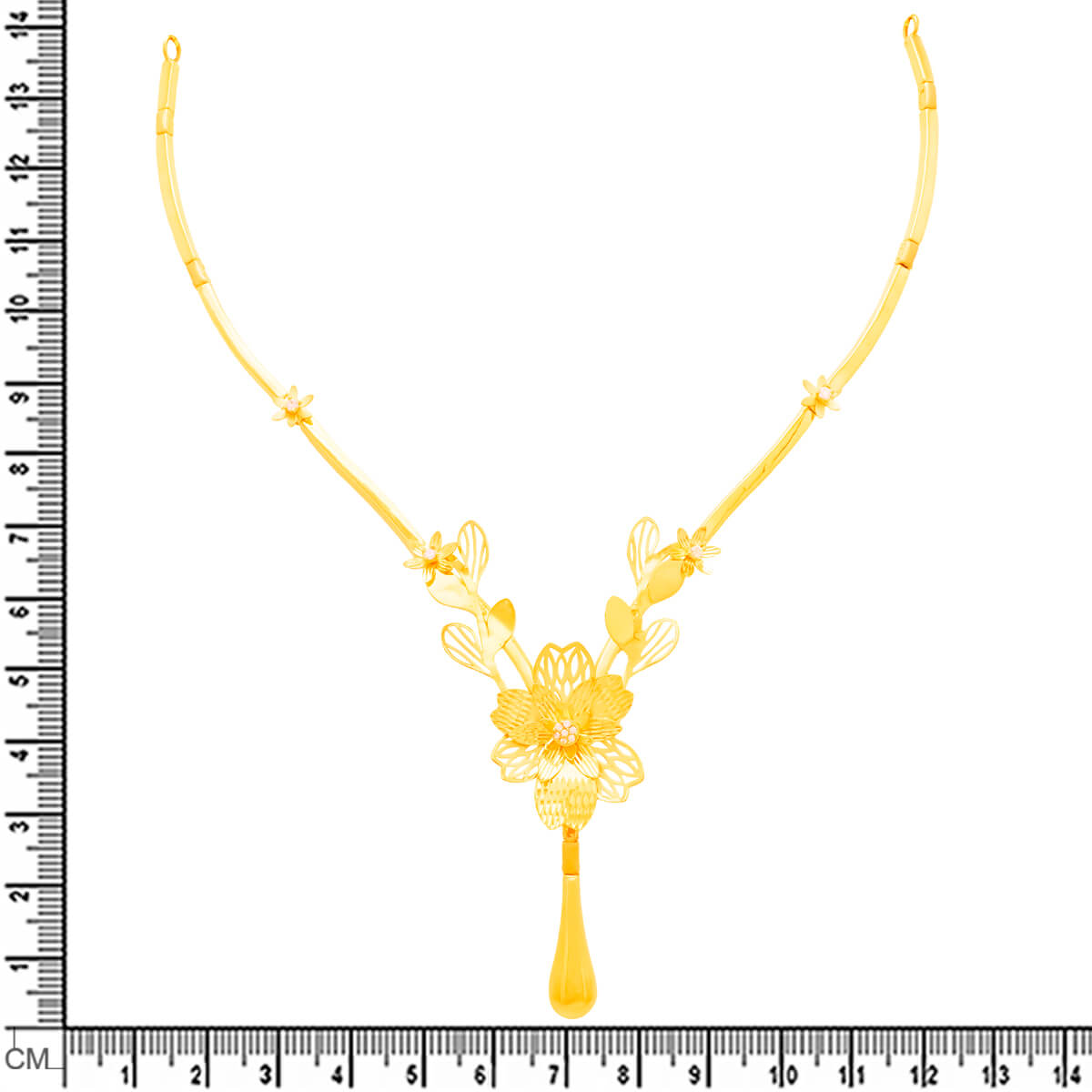 Contemporary Floral Charm Gold Short Necklace