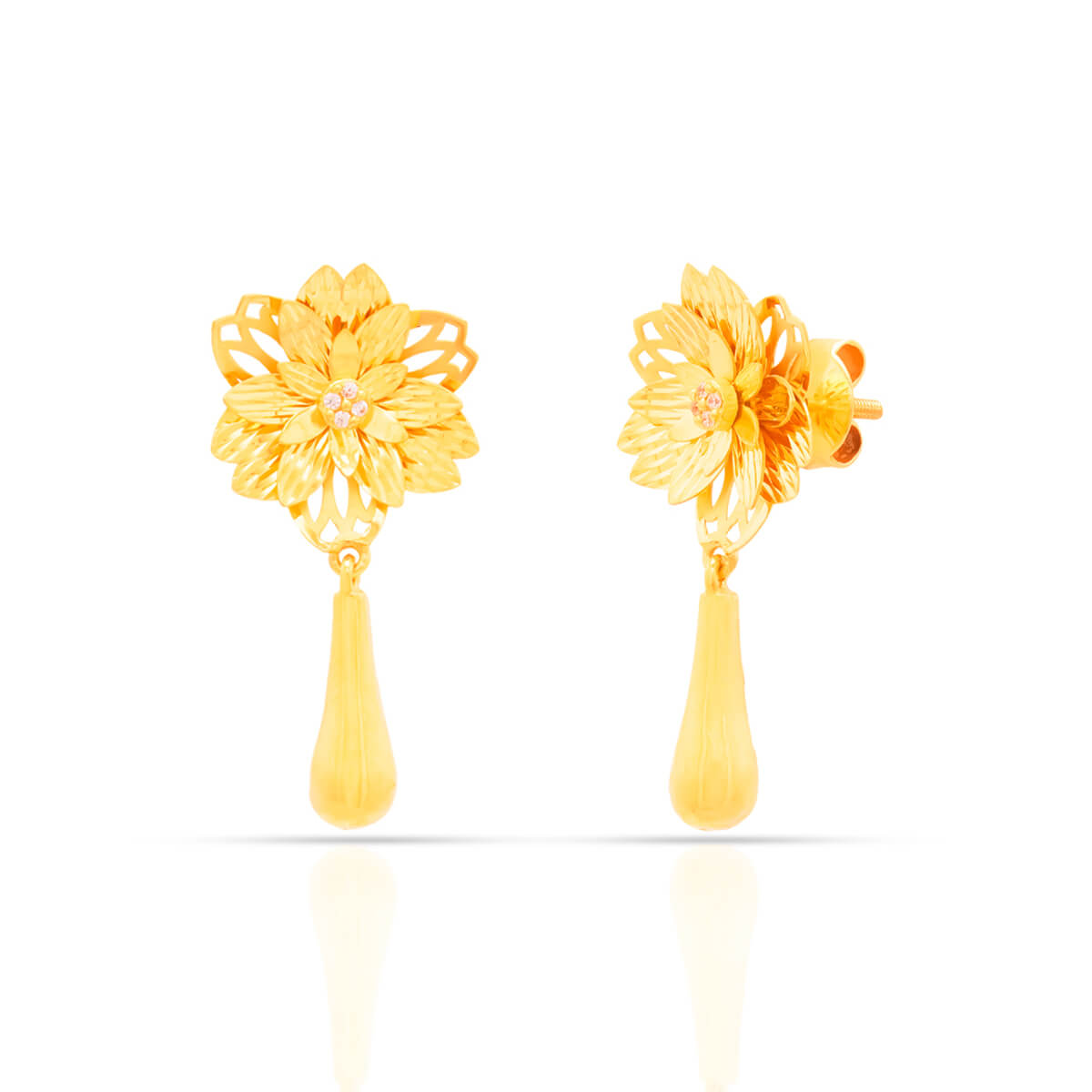 Contemporary Floral Charm Gold Short Necklace