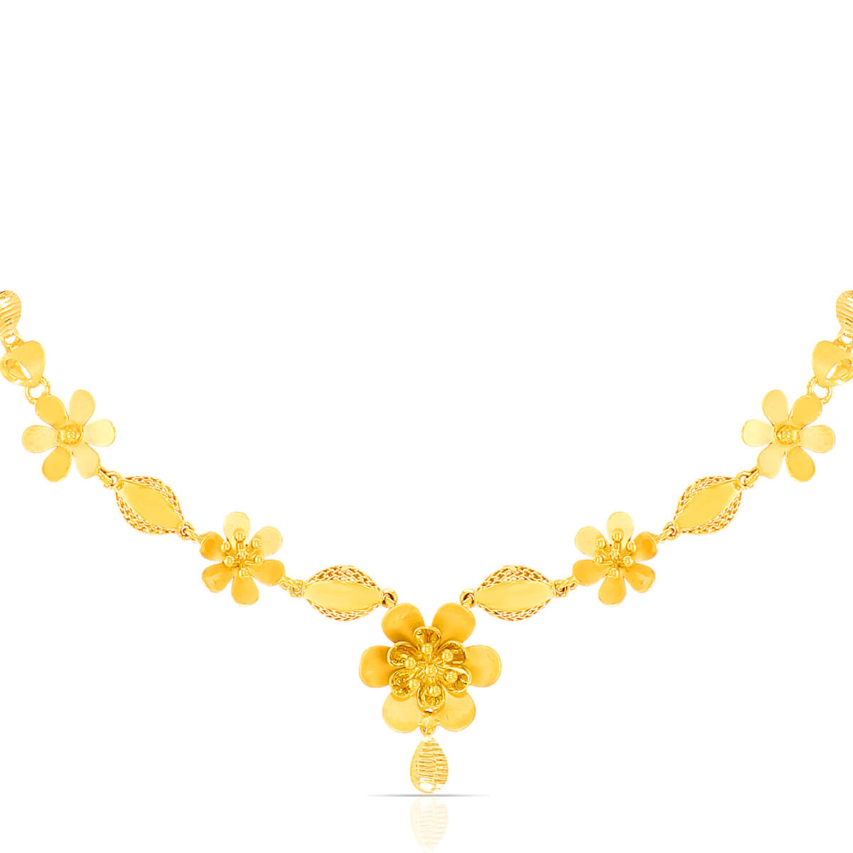 Dainty Floral Charm Gold Short Necklace