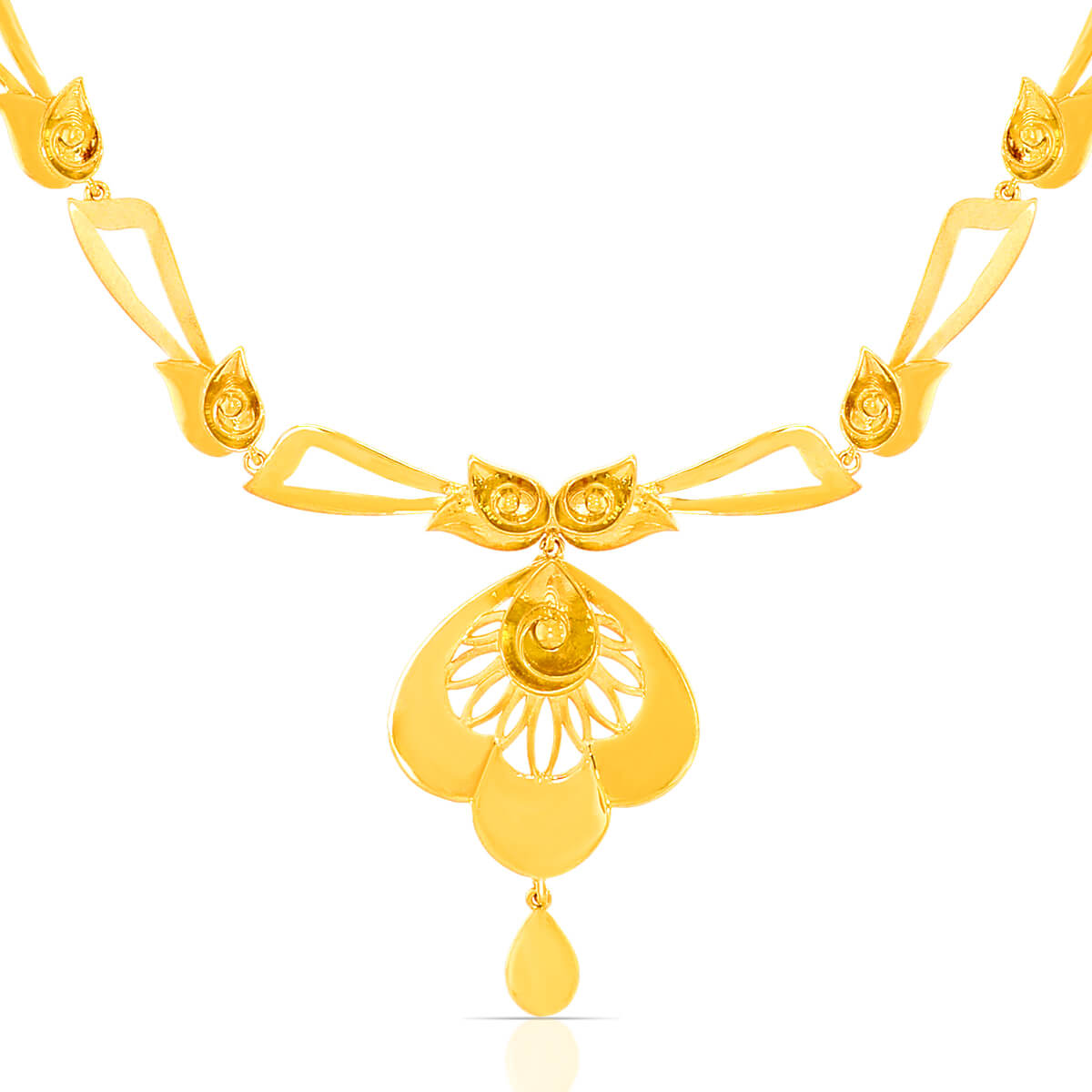 Golden Flora Petal Charm Short Necklace