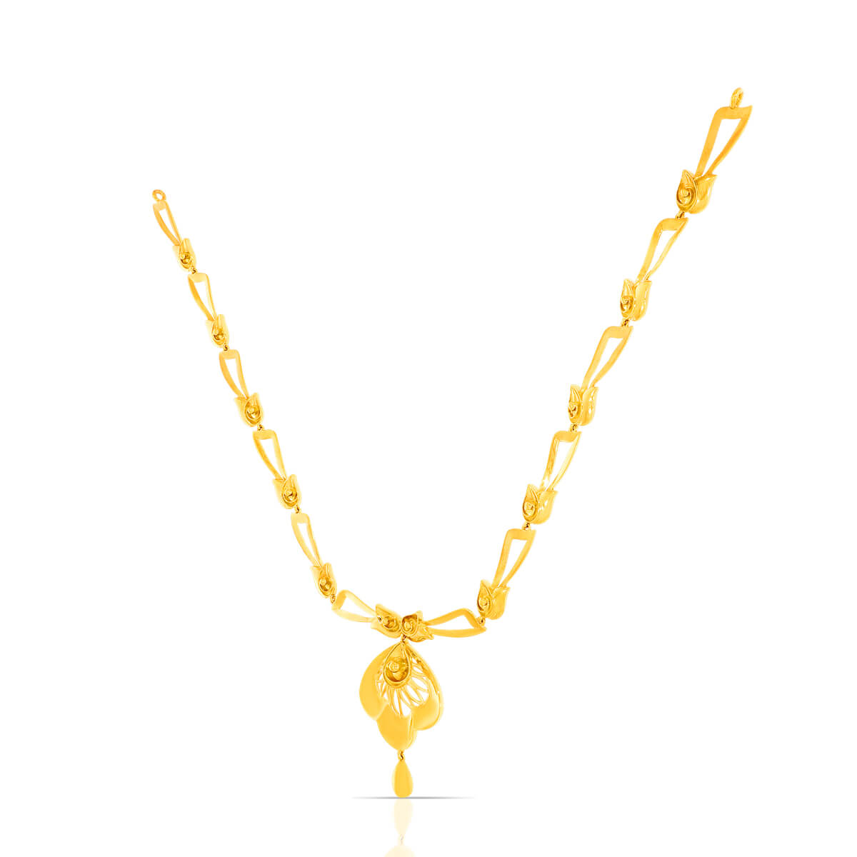 Golden Flora Petal Charm Short Necklace
