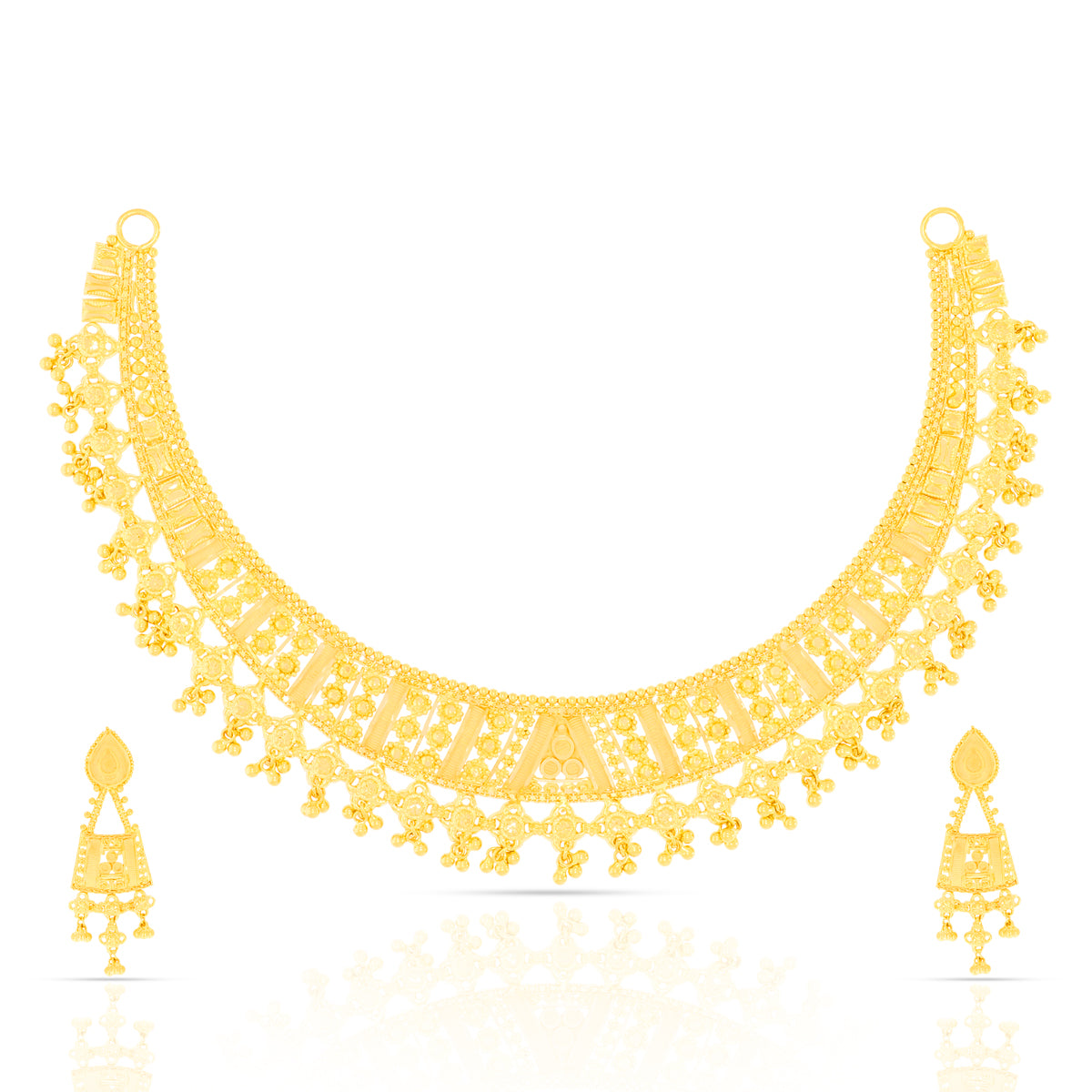 Mesmeric Glory 22K Gold Short Necklace Set