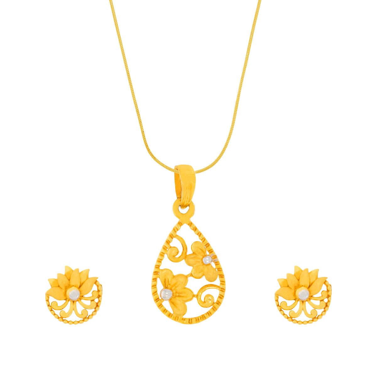 Charming Flora Petals Gold Pendant Set