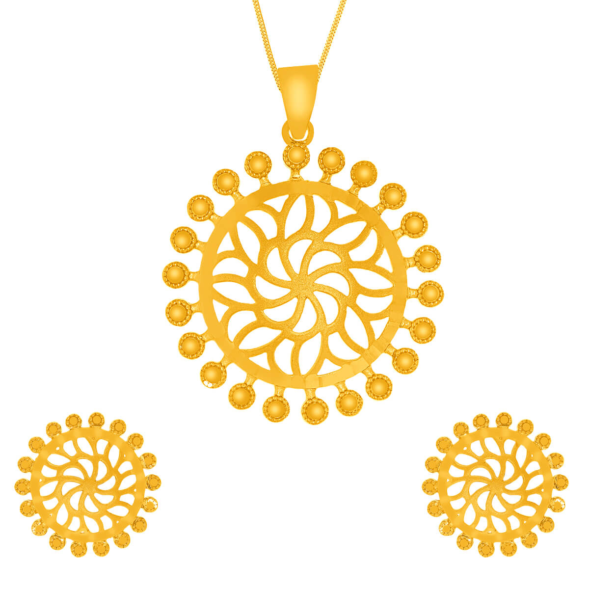 Gleaming Floral Charm Gold Pendant Set