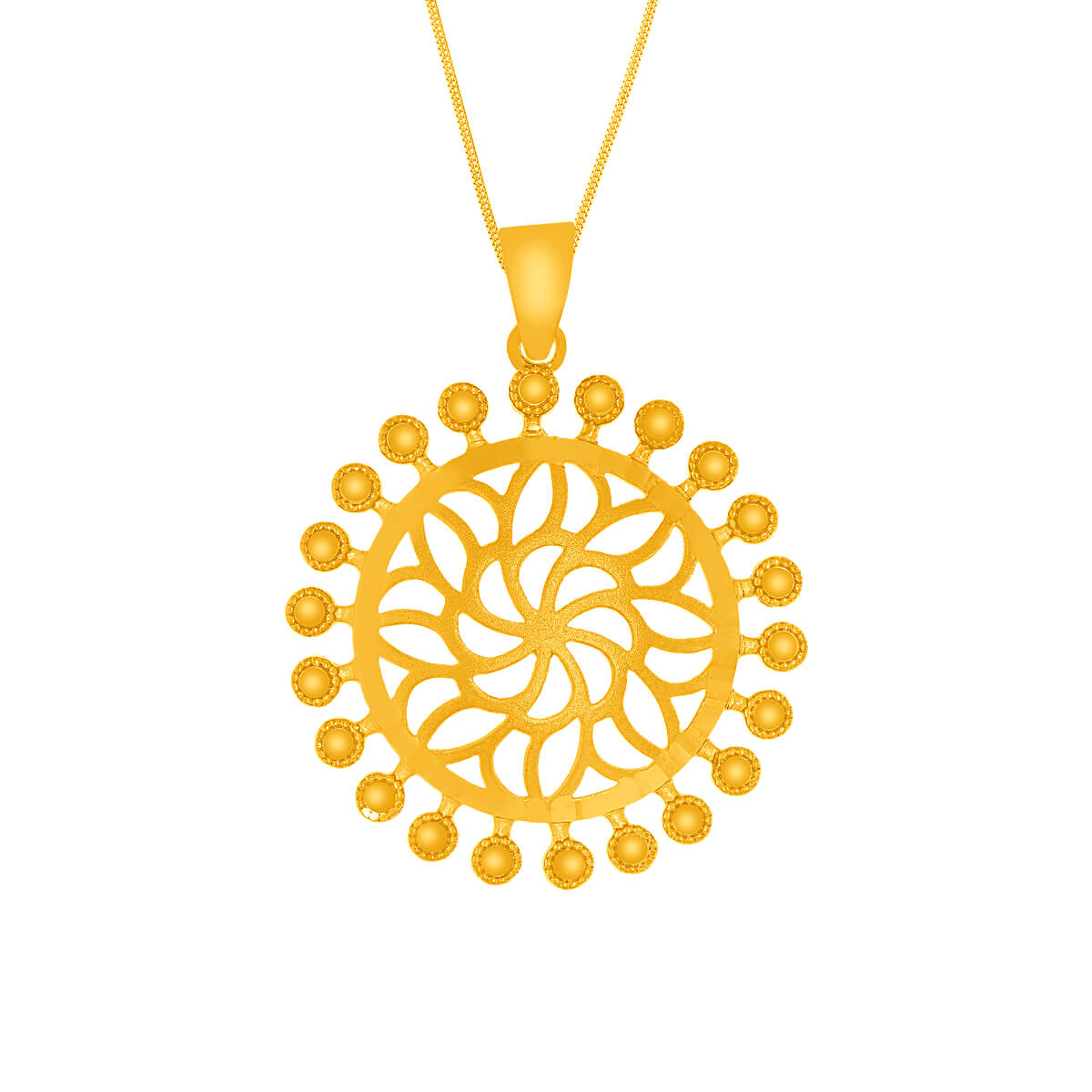 Gleaming Floral Charm Gold Pendant Set