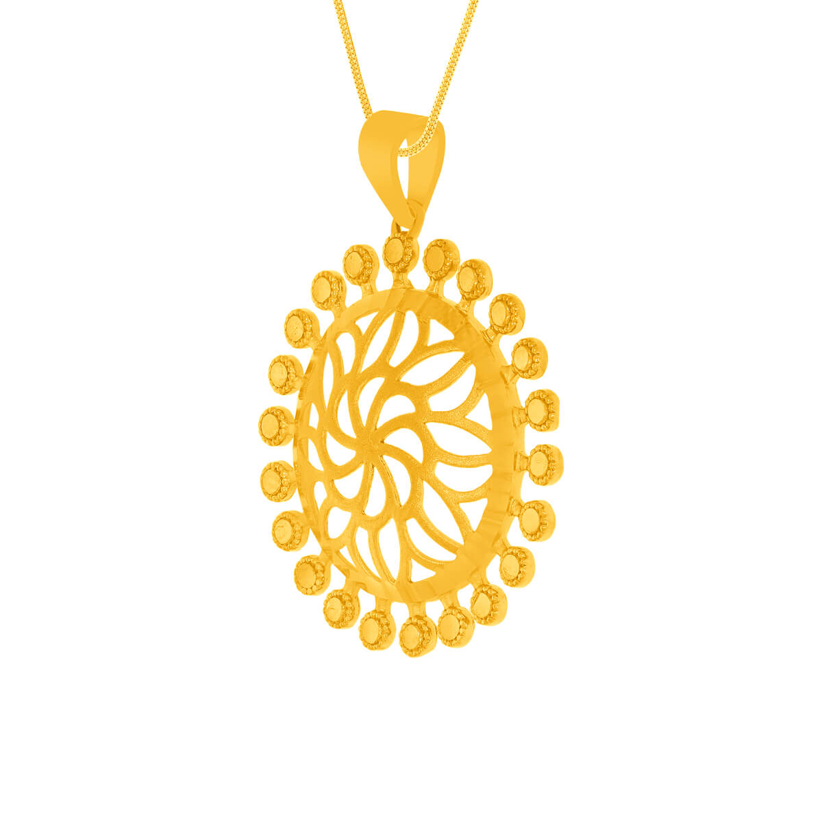 Gleaming Floral Charm Gold Pendant Set