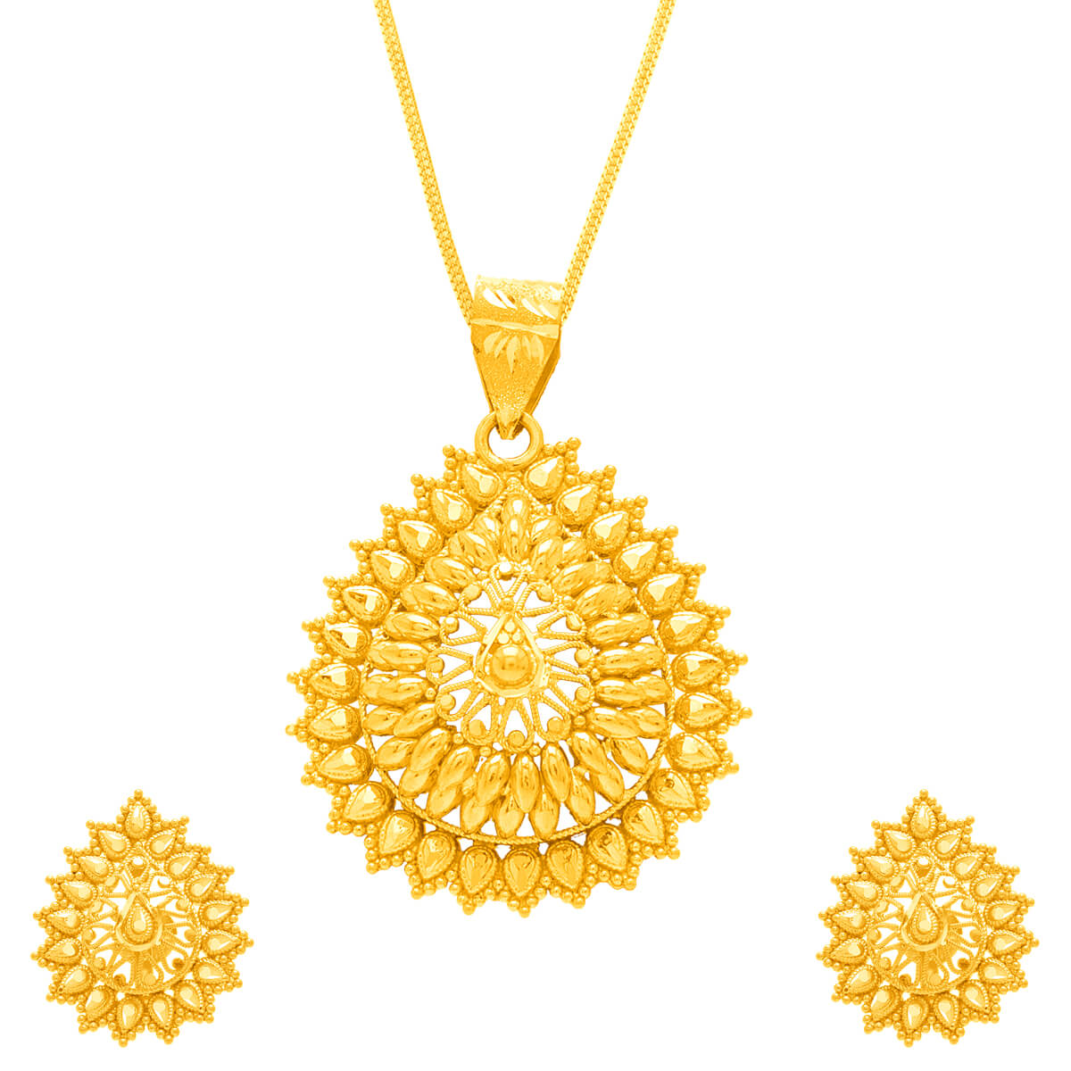 Classical Paisley Glow Gold Pendant Set