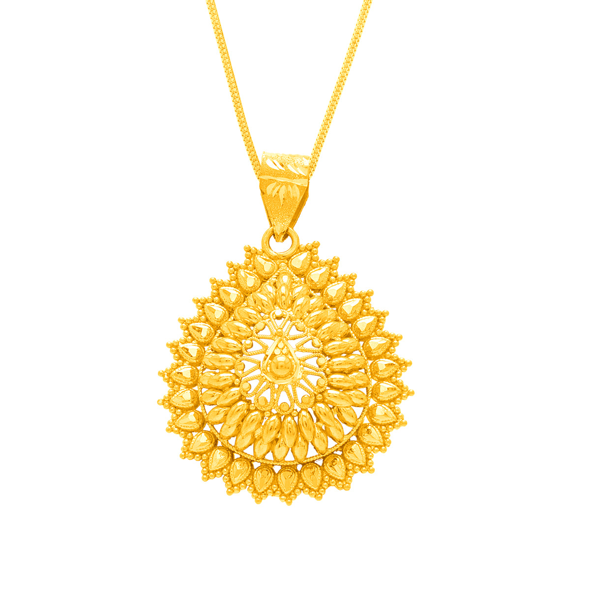 Classical Paisley Glow Gold Pendant Set