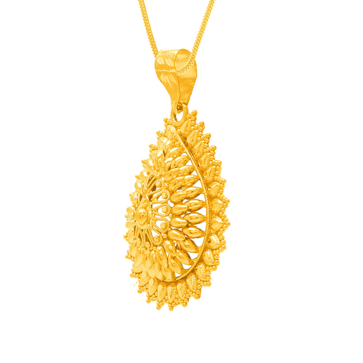 Classical Paisley Glow Gold Pendant Set