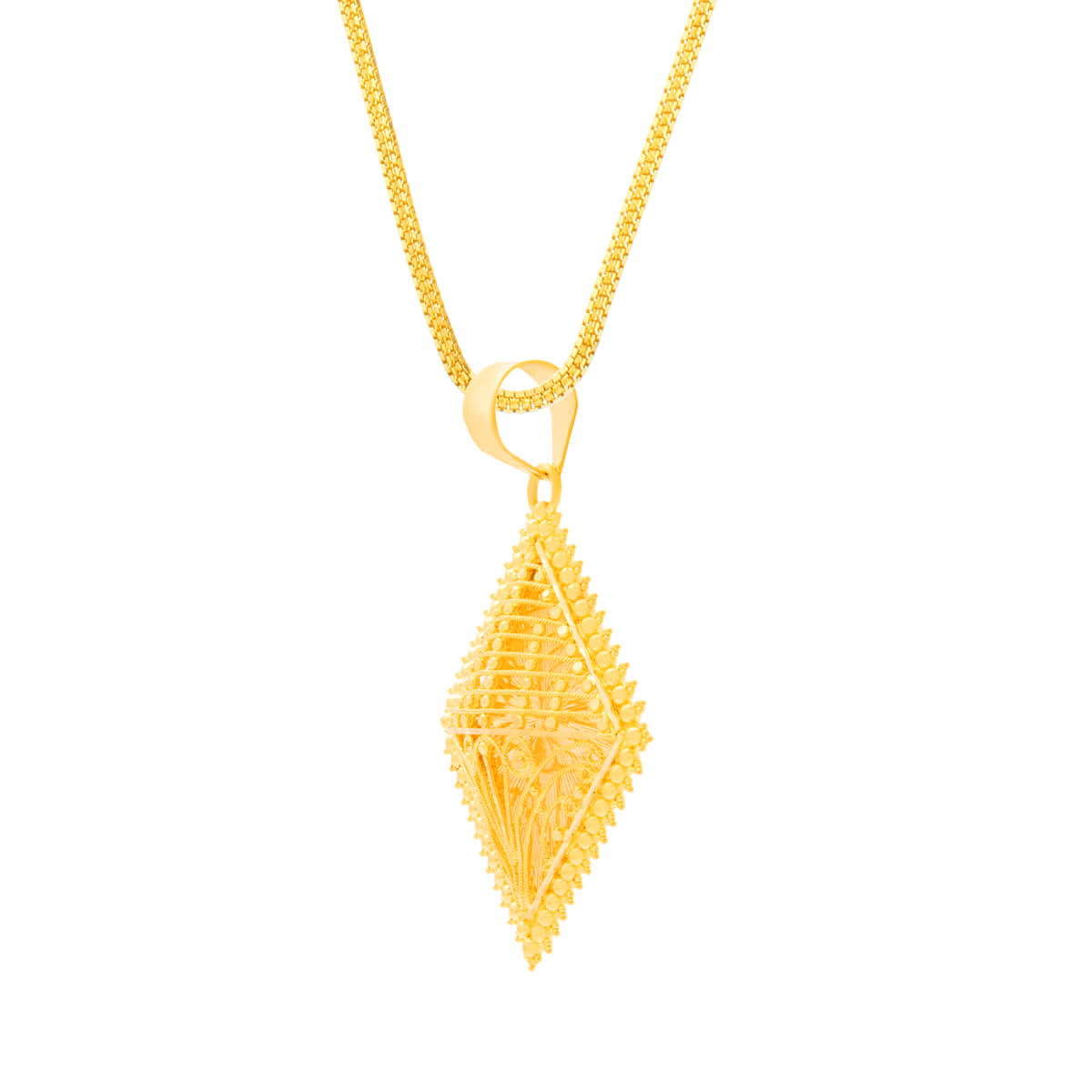 Gleaming Bold Square Gold Pendant Set