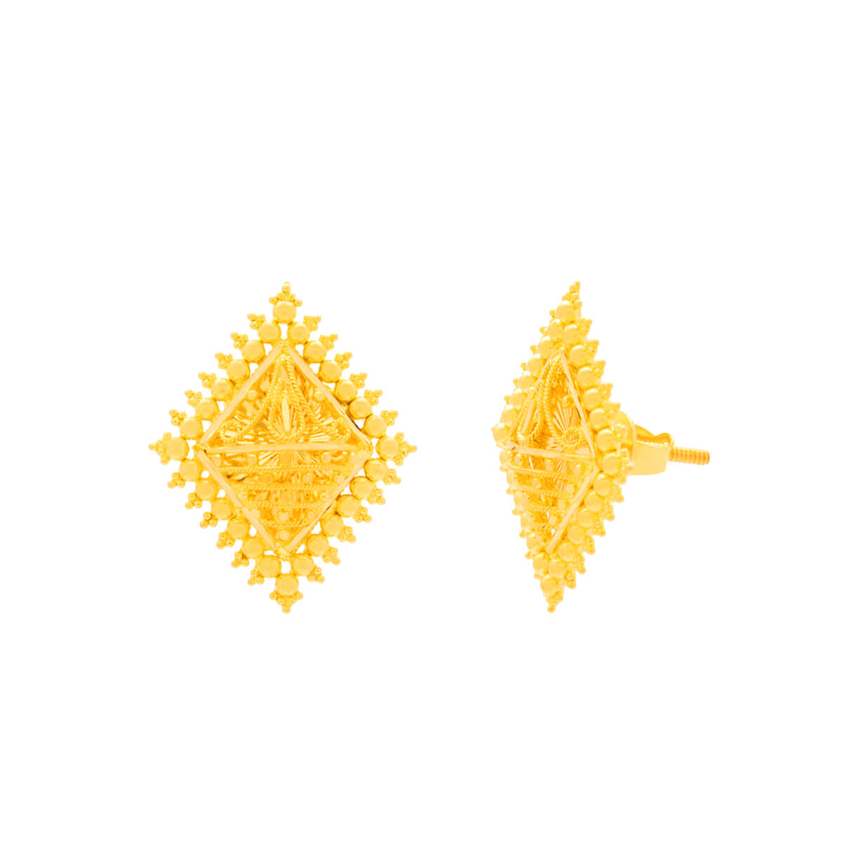 Gleaming Bold Square Gold Pendant Set