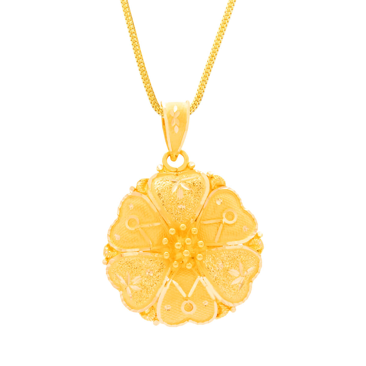Delicate Daisy Charm Gold Pendant Set