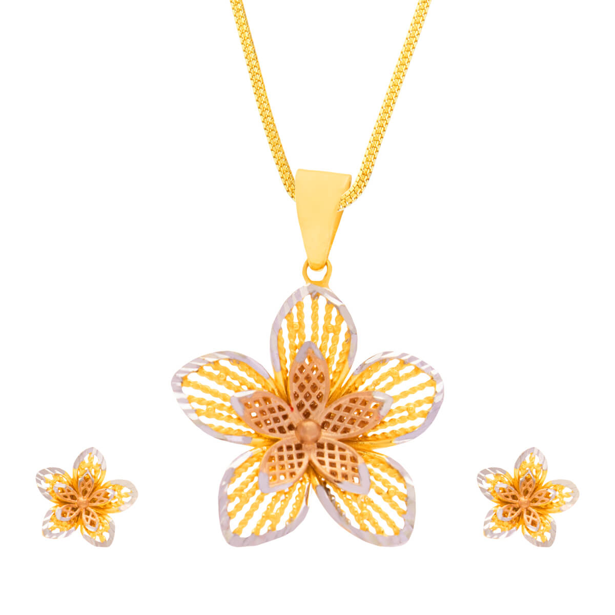 Soft Blossom Charm Gold Pendant Set