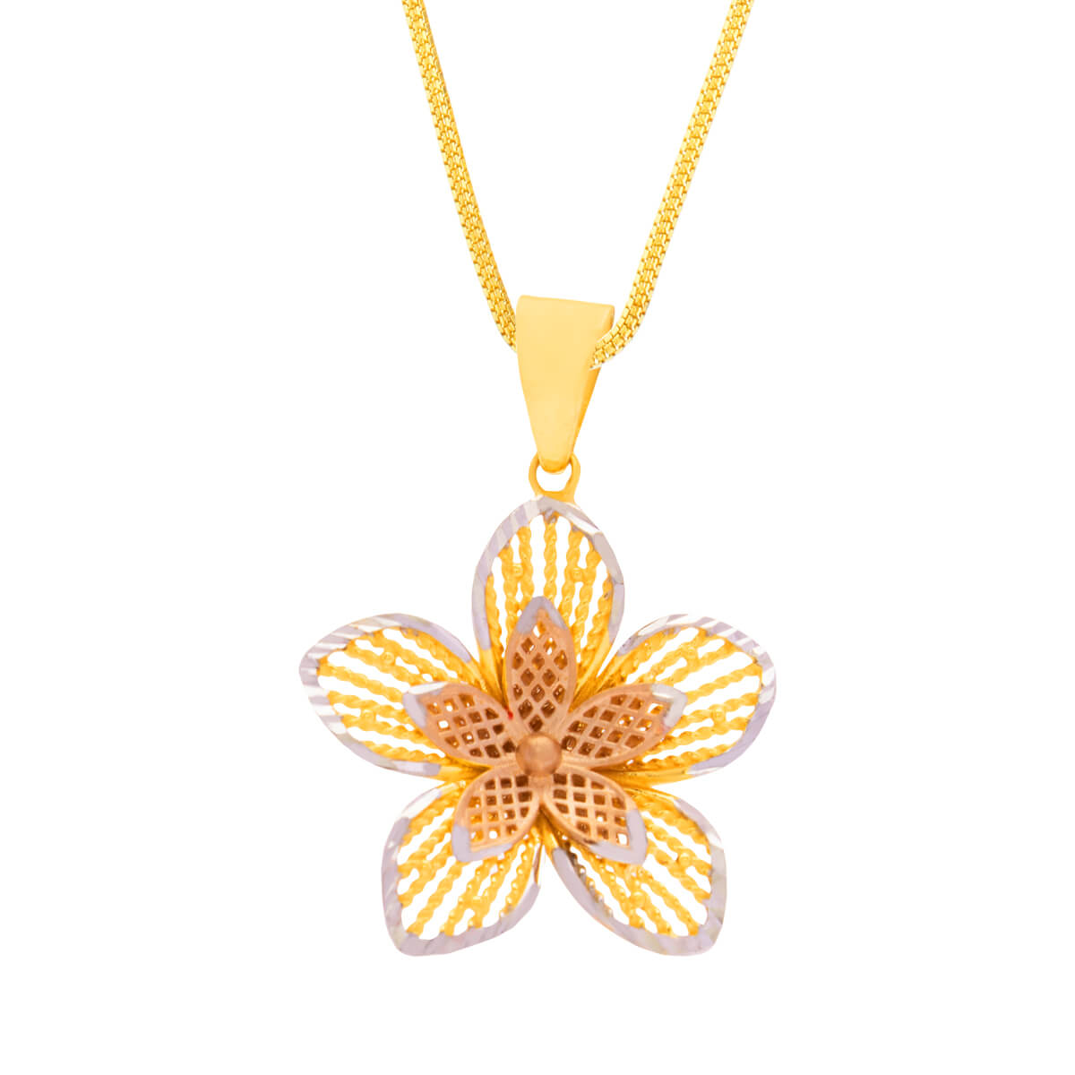 Soft Blossom Charm Gold Pendant Set