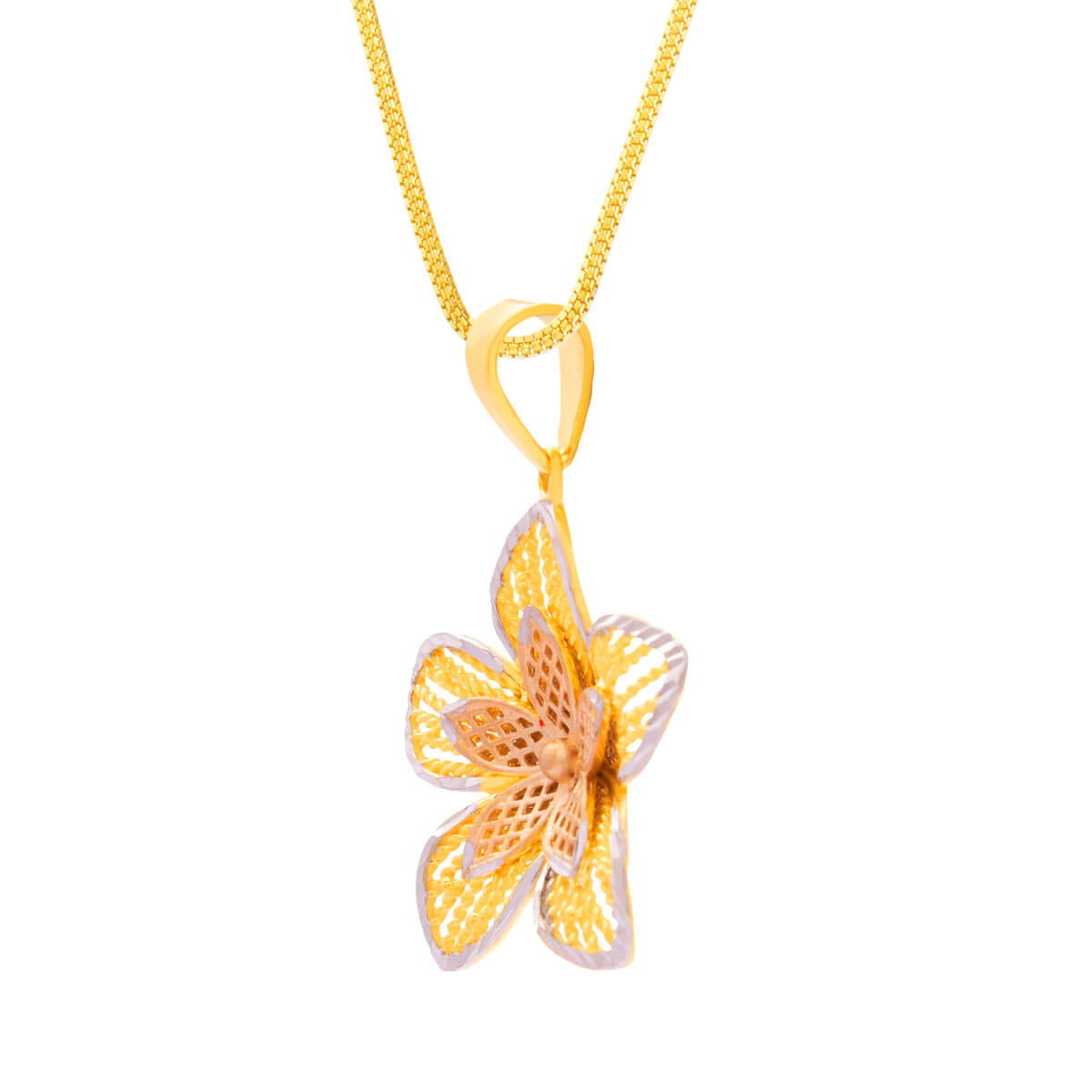 Soft Blossom Charm Gold Pendant Set