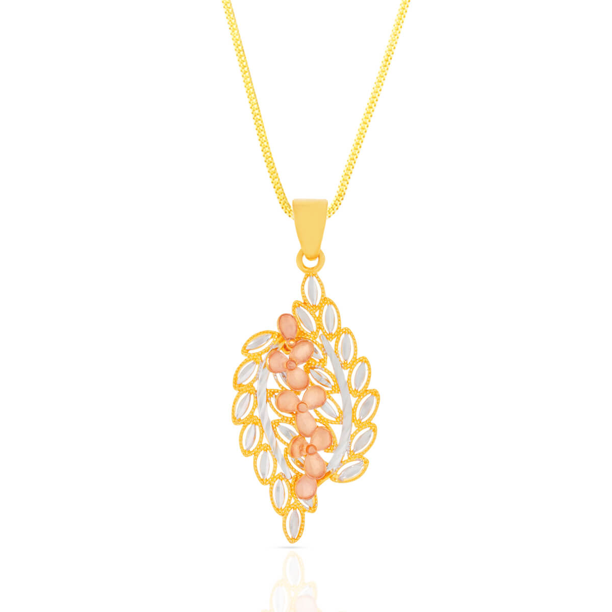 Charming Foliage Bouquet Gold Pendant Set