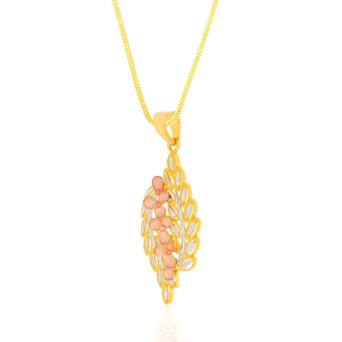 Charming Foliage Bouquet Gold Pendant Set