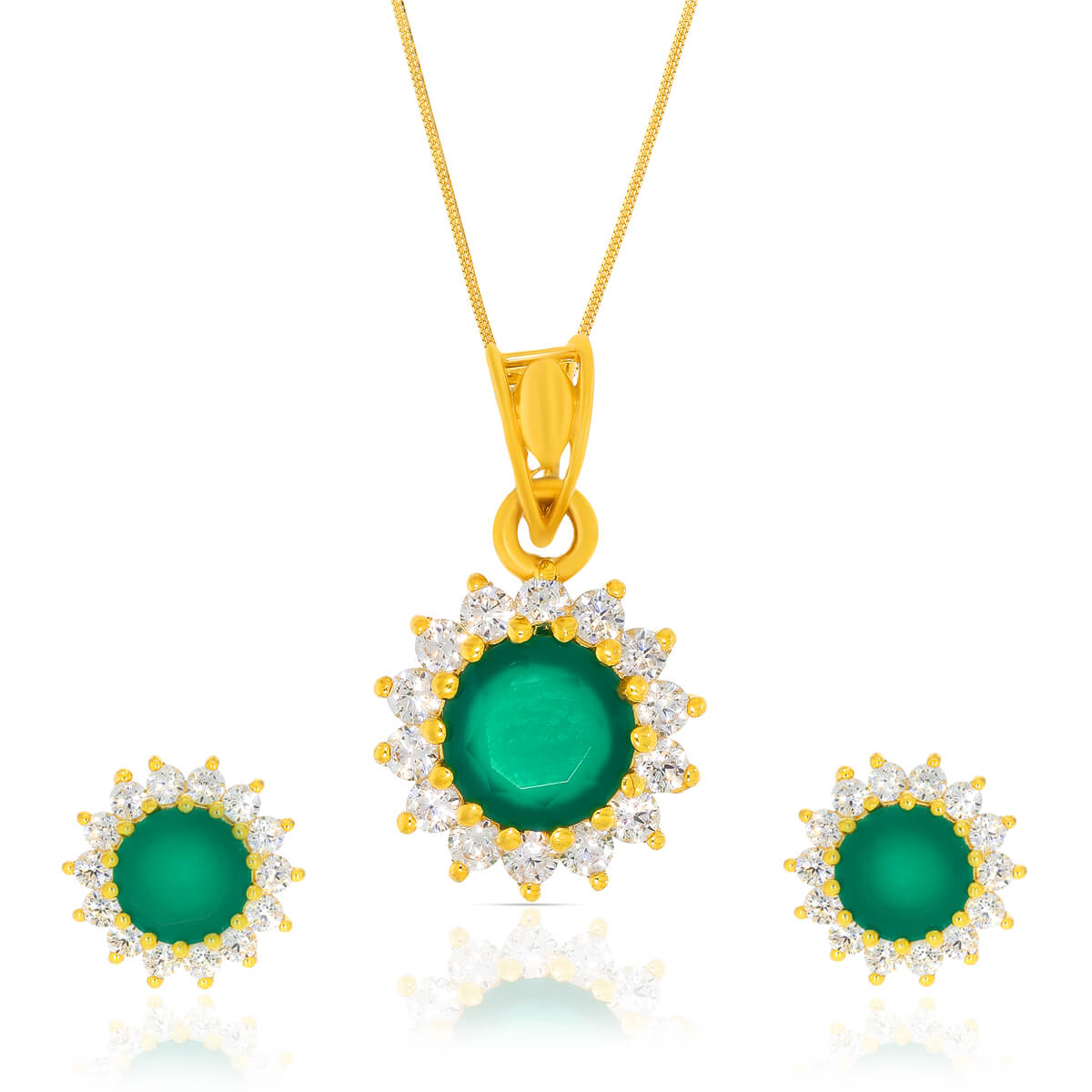 Verdant Elegance Gold Pendant Set