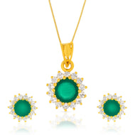 Verdant Elegance Gold Pendant Set