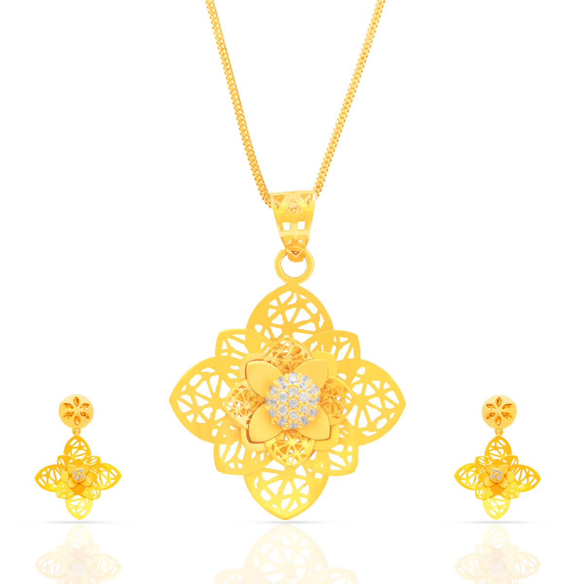 Gold Glorious Blossom Pendant Set