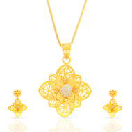 Gold Glorious Blossom Pendant Set