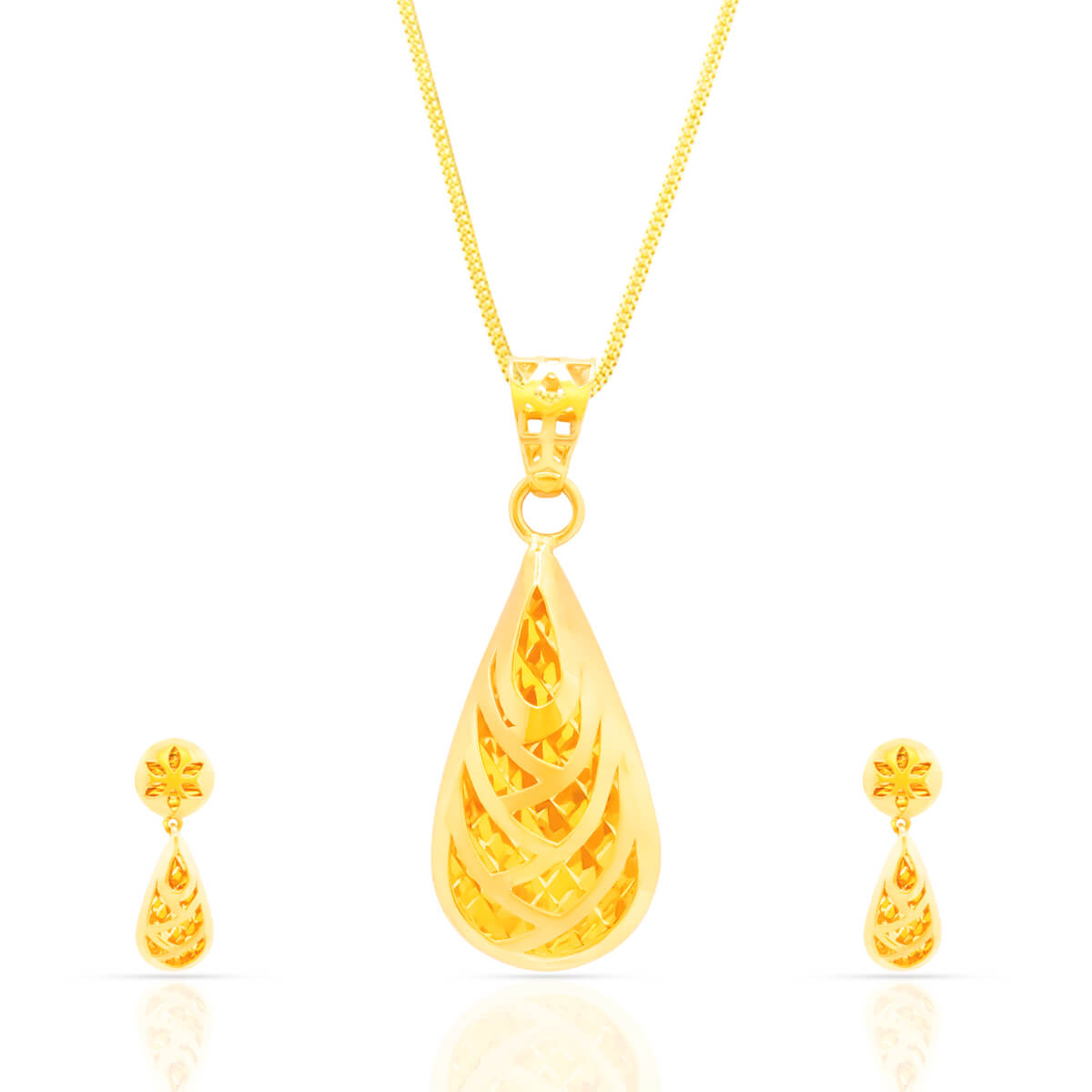 Graceful Slender Gold Pendant Set