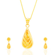 Graceful Slender Gold Pendant Set