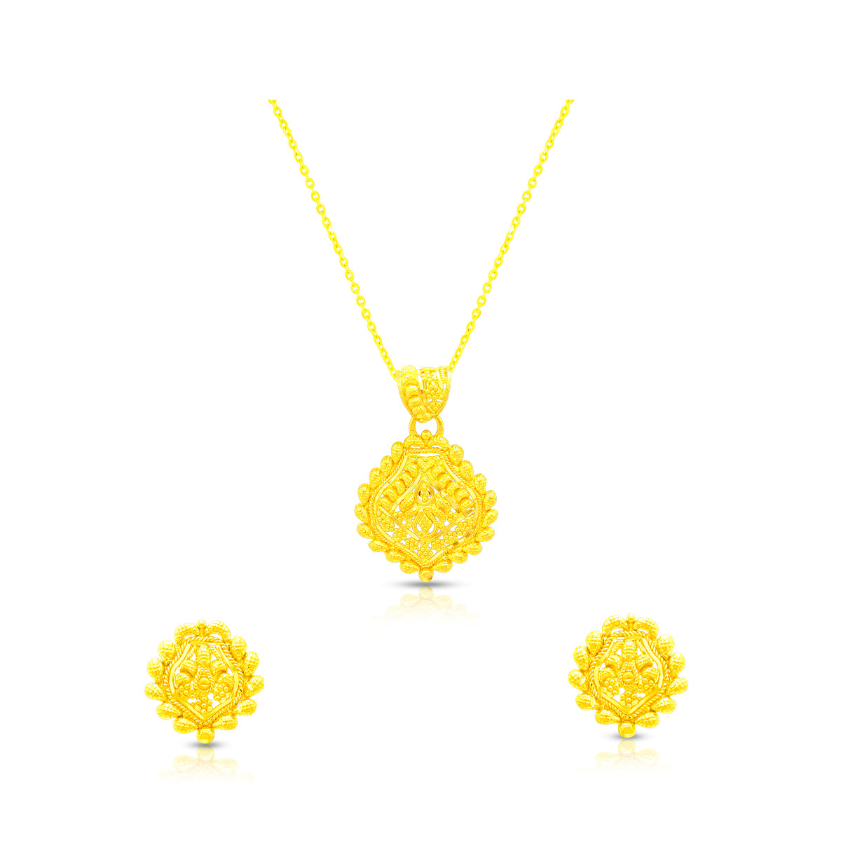 Graceful Blossom 22K Gold Pendant Set