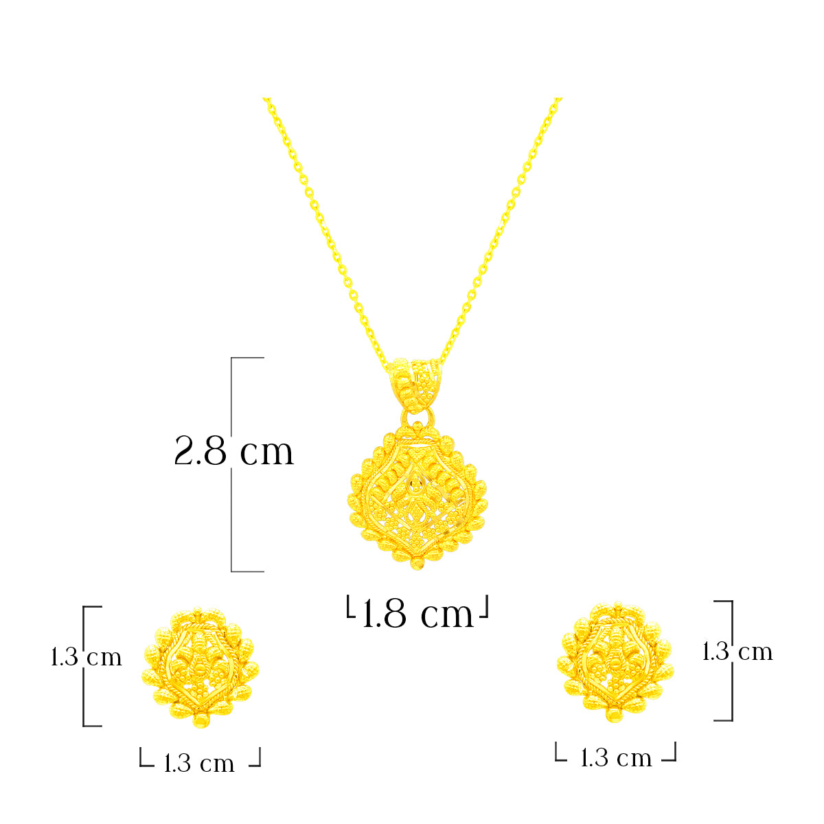 Graceful Blossom 22K Gold Pendant Set