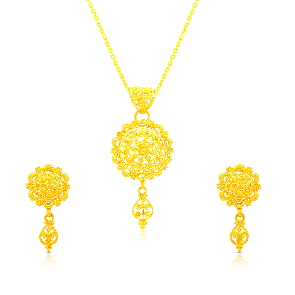 Luminous Bloom 22K Gold Pendant Set
