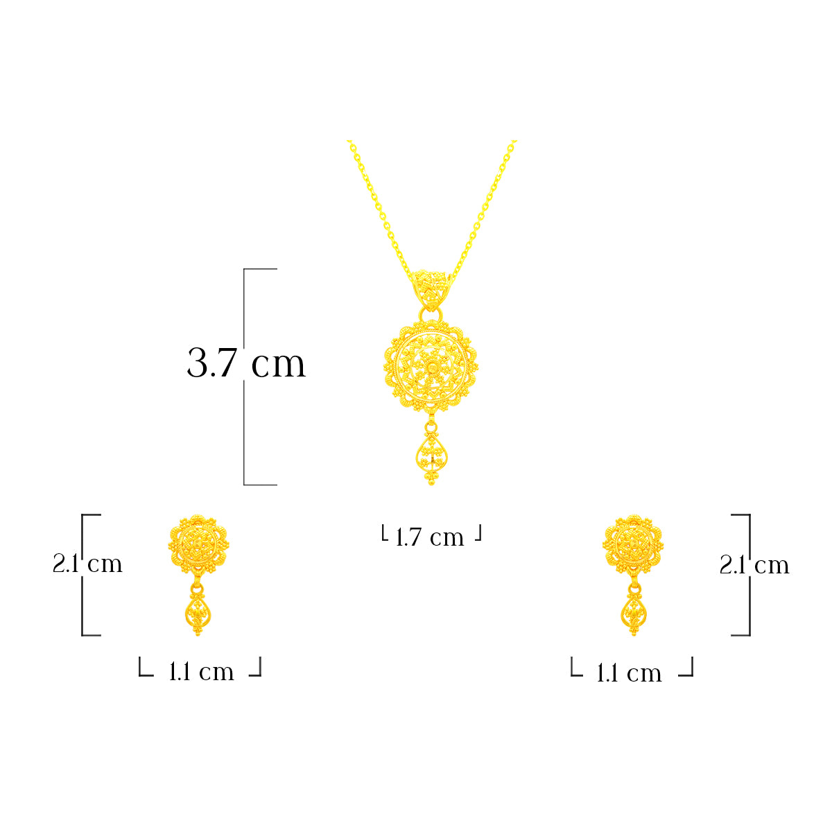 Luminous Bloom 22K Gold Pendant Set