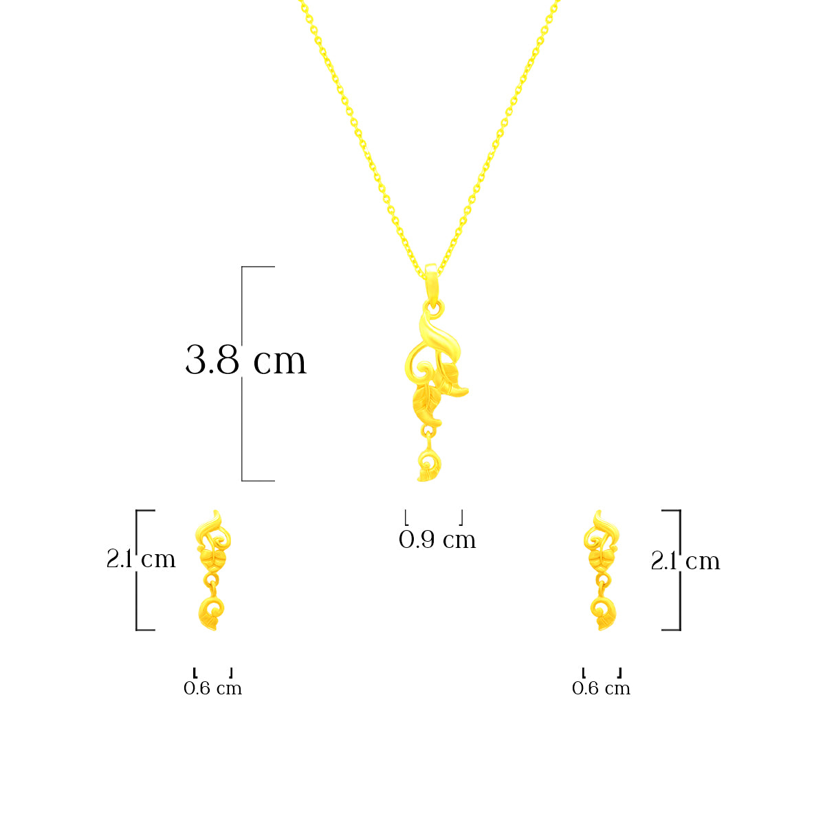 Luxurious Riveting 22K Gold Pendant Set