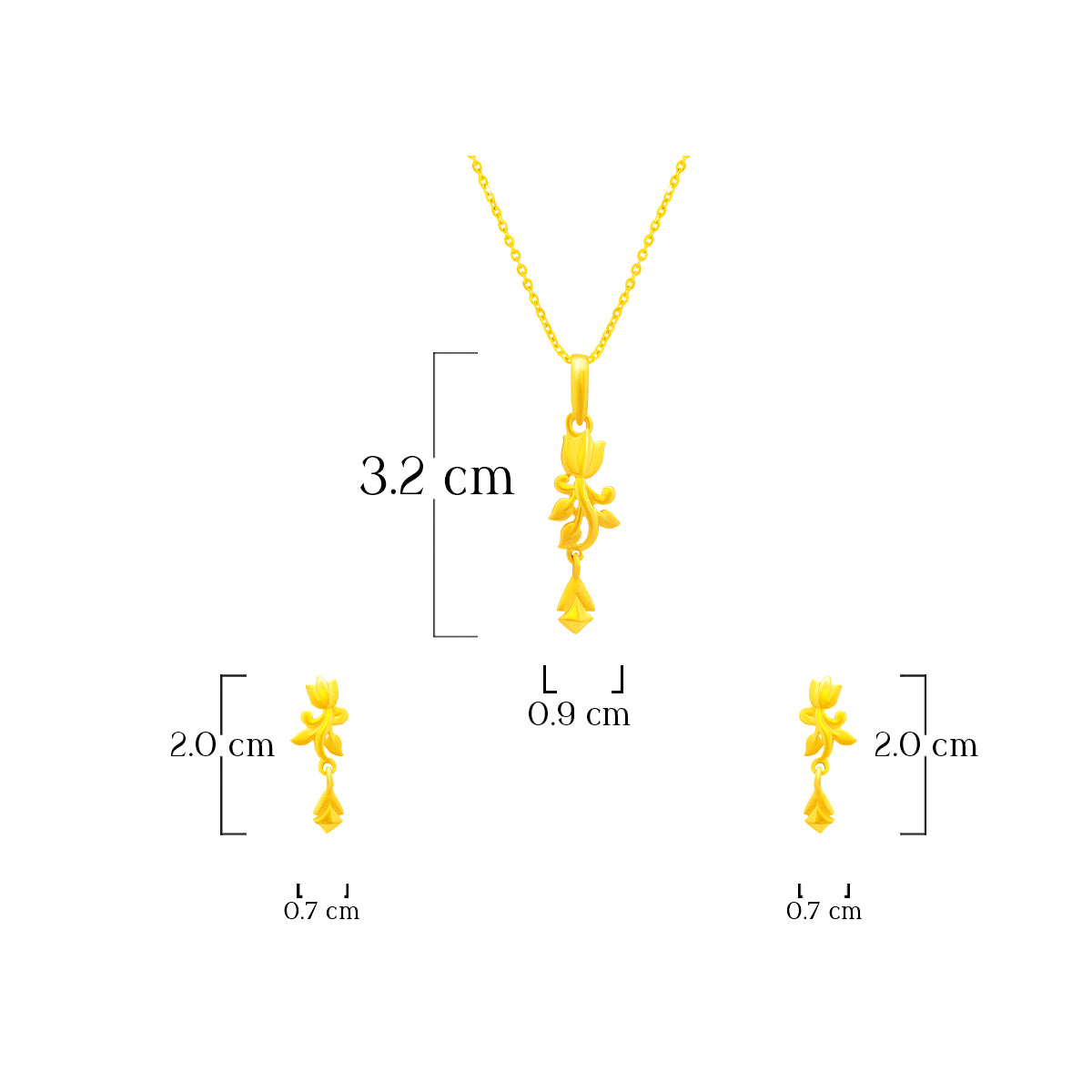 Glowing Blossom 22K Gold Pendant Set