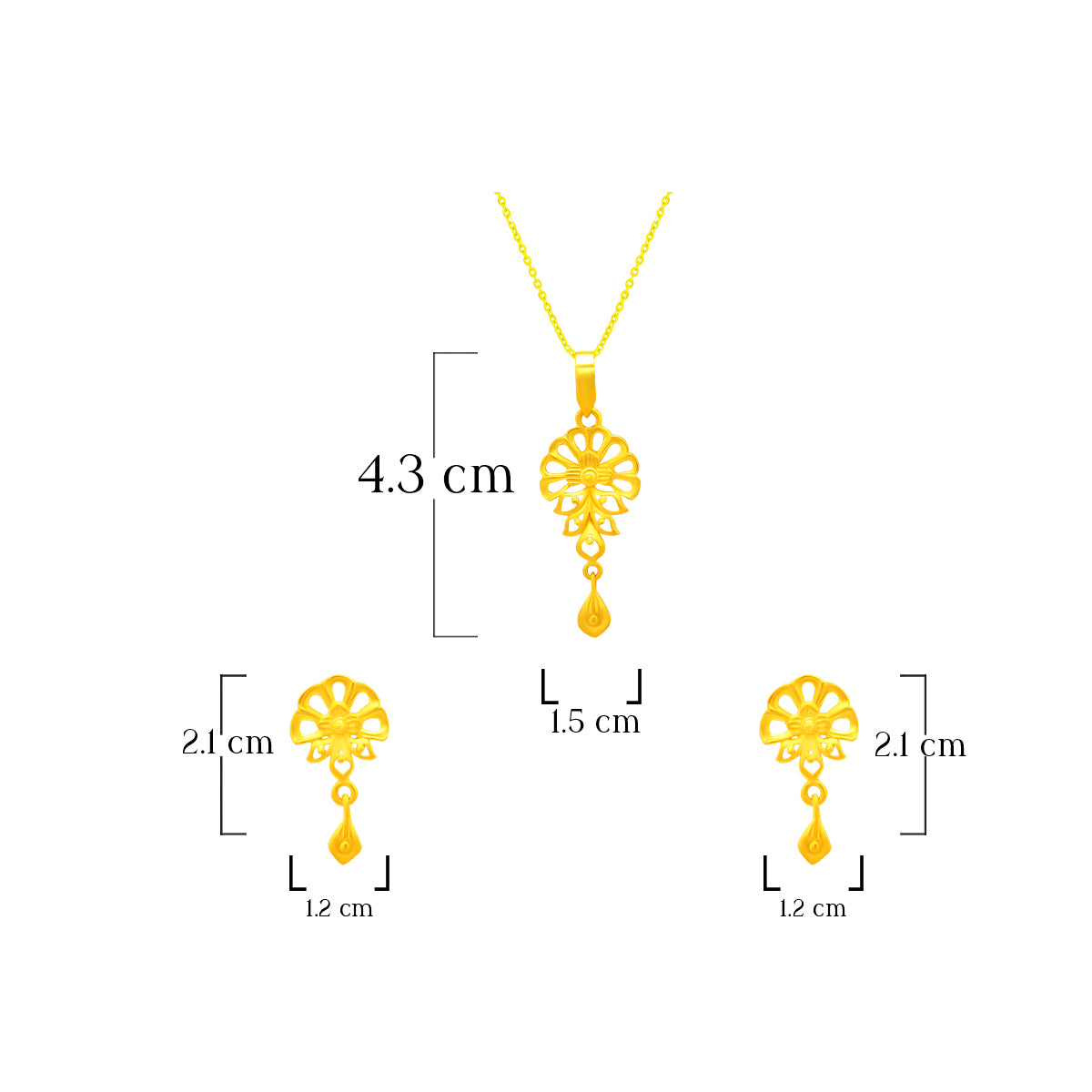 Blooming Charm 22K Gold Pendant Set