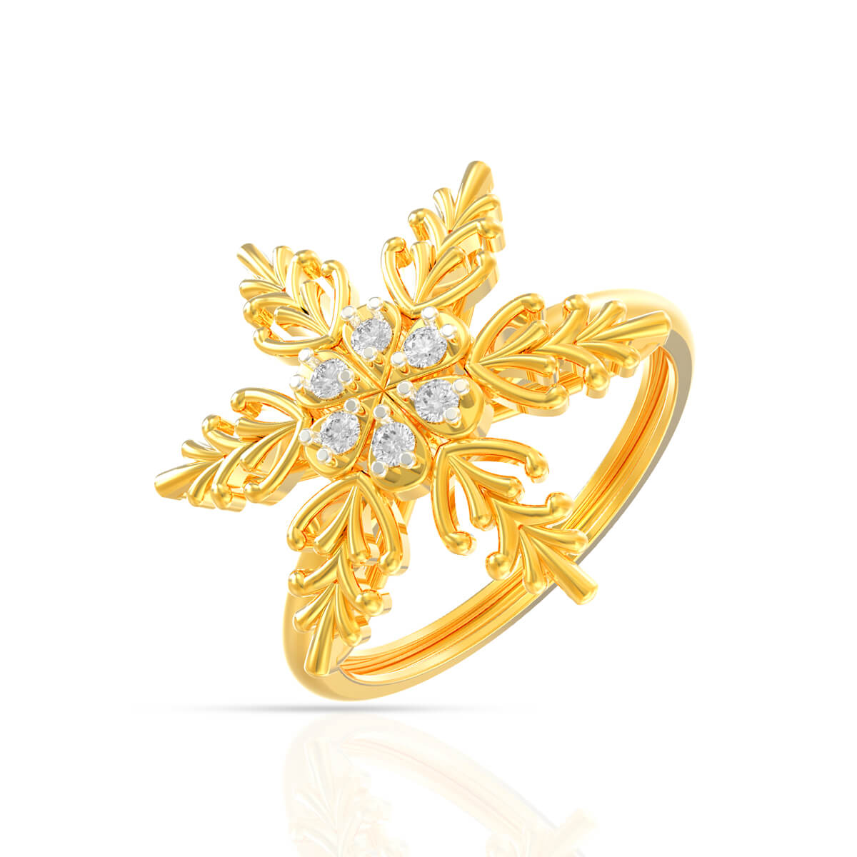 Graceful Snowflake Glow Gold Women Ring