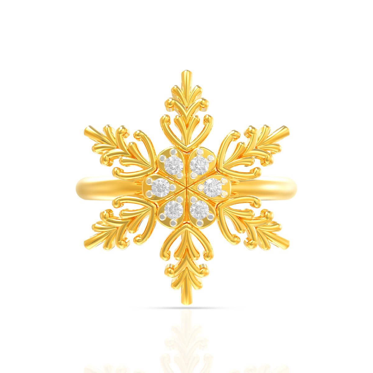 Graceful Snowflake Glow Gold Women Ring