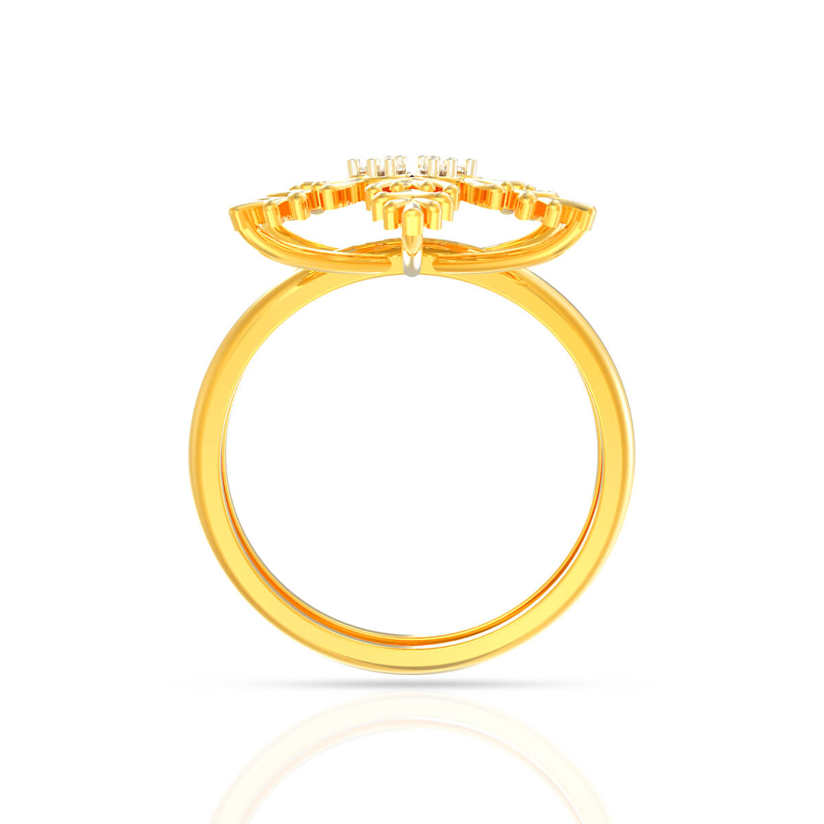 Graceful Snowflake Glow Gold Women Ring