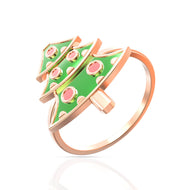 Cute Christmas Tree Gold Kids Ring