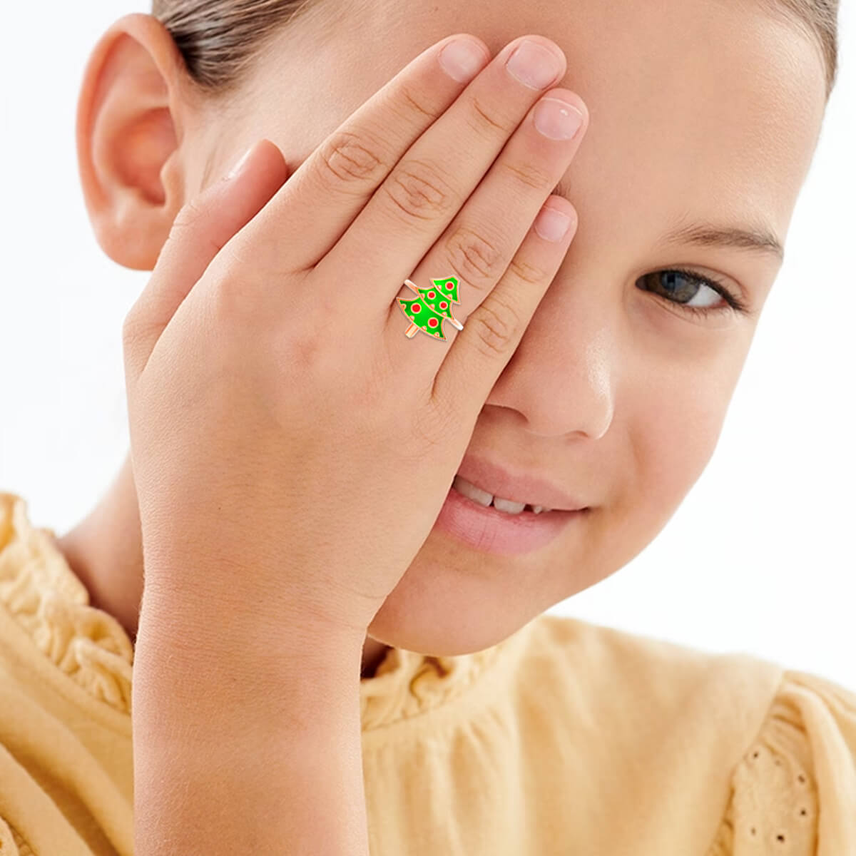 Cute Christmas Tree Gold Kids Ring
