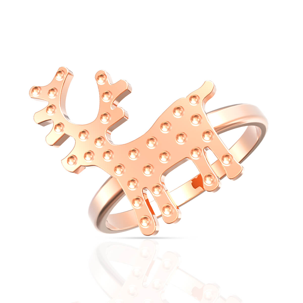 Cute Reindeer Gold Kids Ring