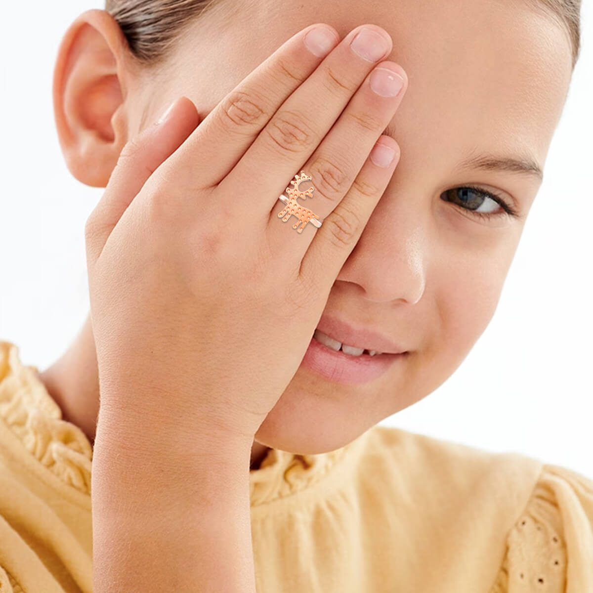 Cute Reindeer Gold Kids Ring