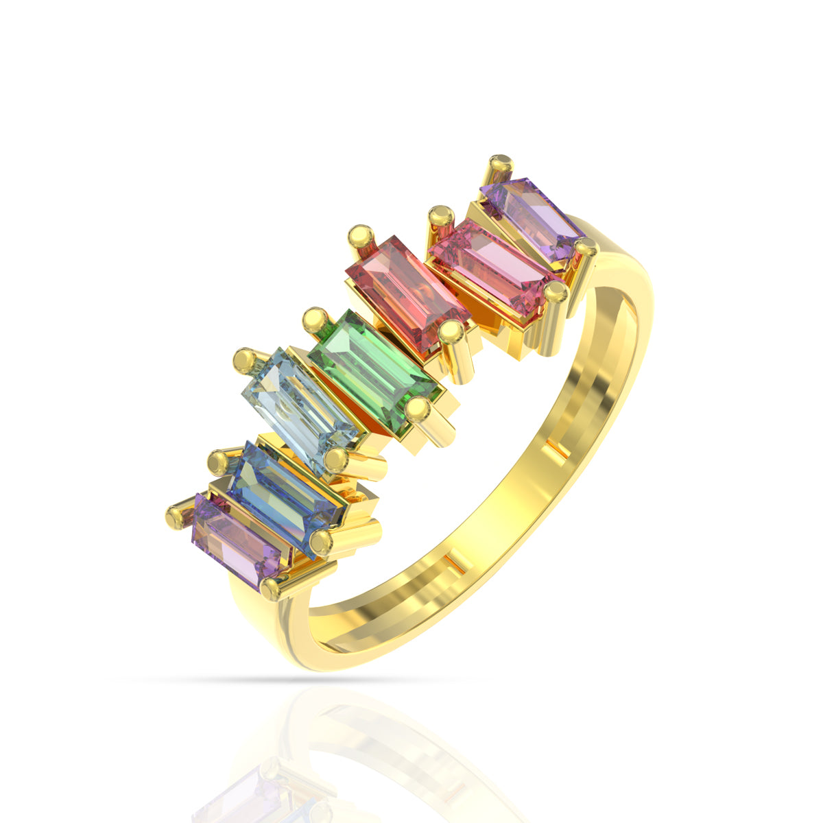Prismatic Elegance 18K Gold Ring