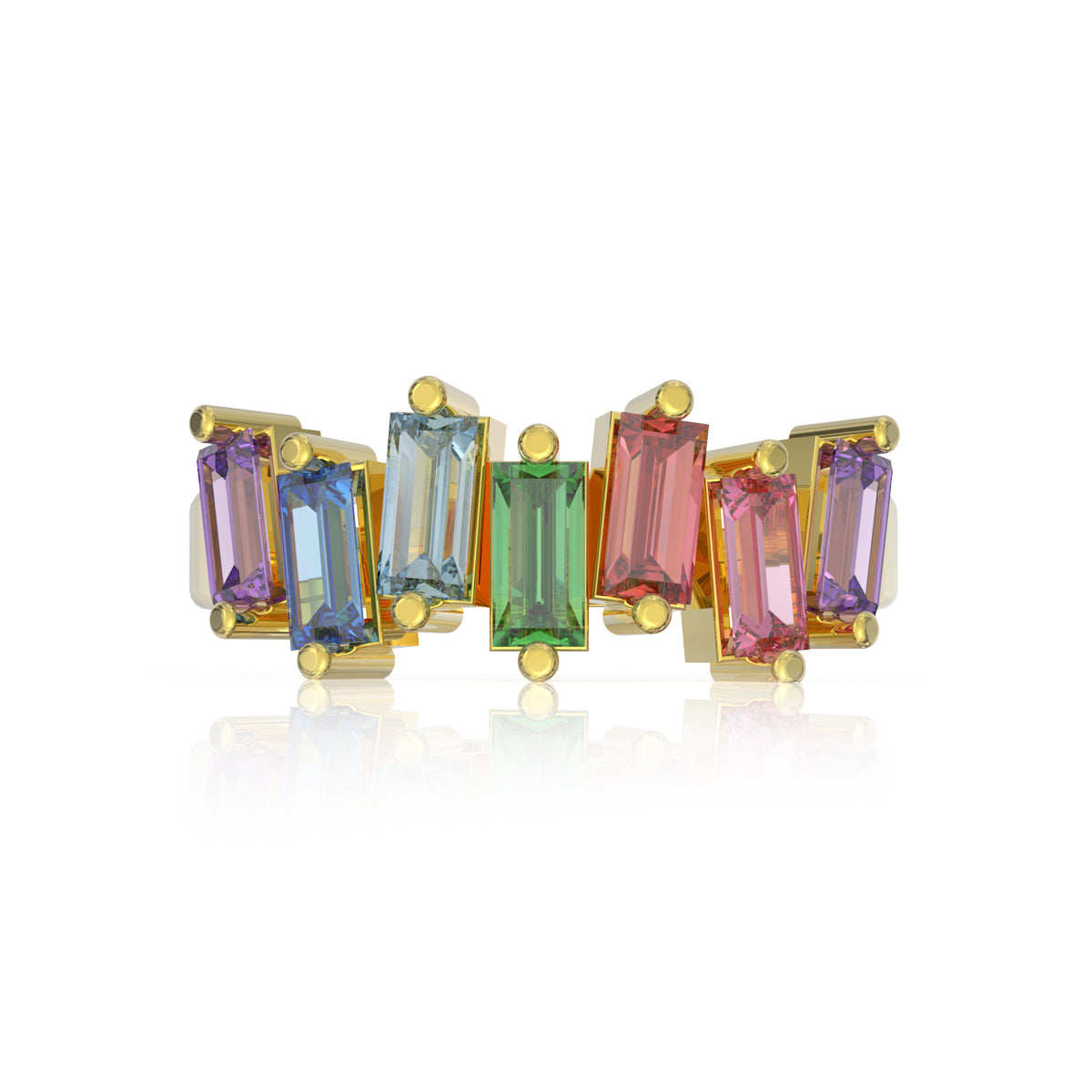 Prismatic Elegance 18K Gold Ring