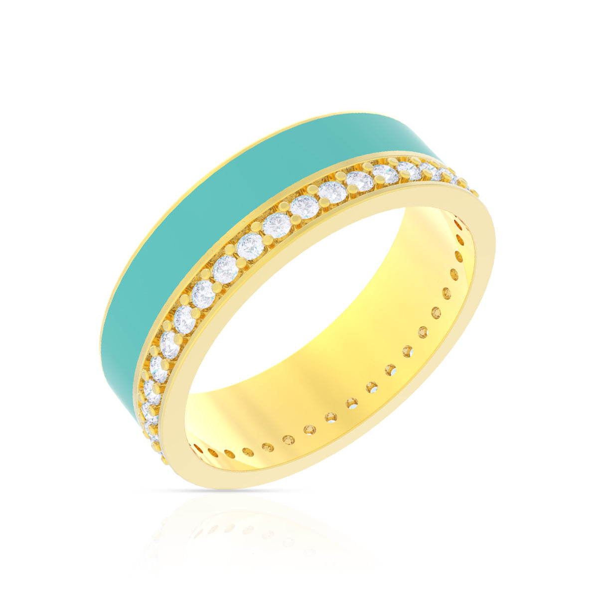 Modest Green Glaze 18K Gold Ring
