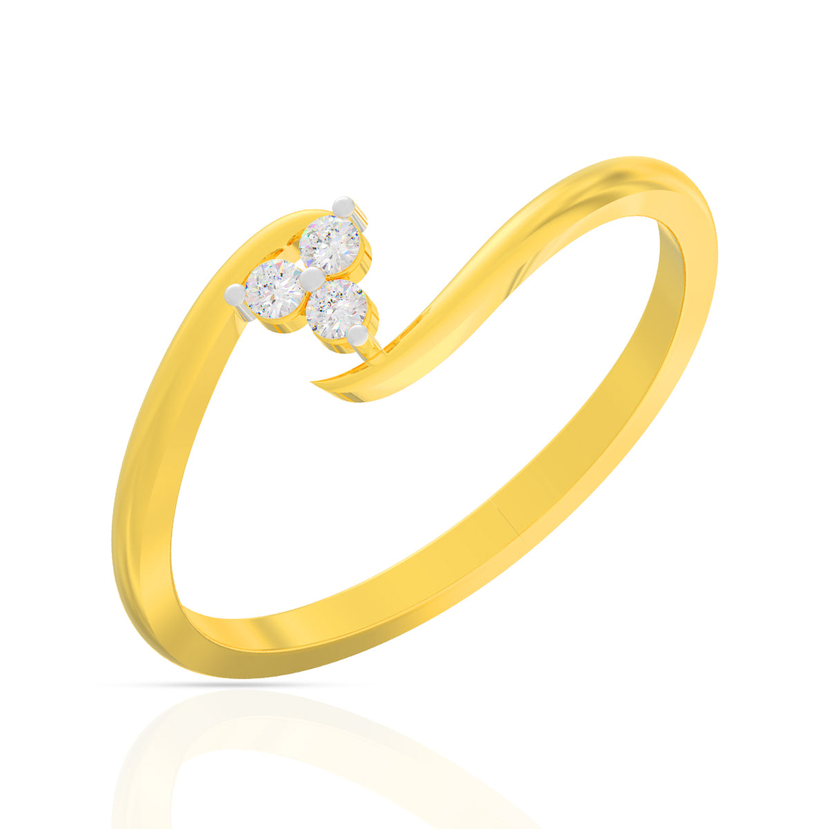 Elegant Simple Trio Stone Gold Ring